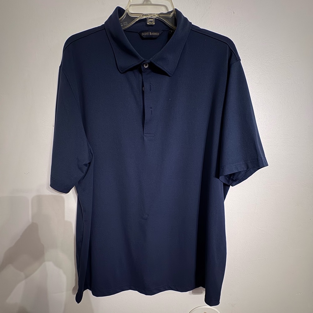 Scott Barber Classic Navy Polo Shirt with Short Sleeves Size XLARGE